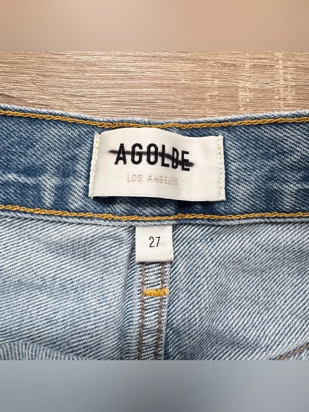 NWT AGOLDE Parker Long Jean Shorts Swapmeet Blue 27